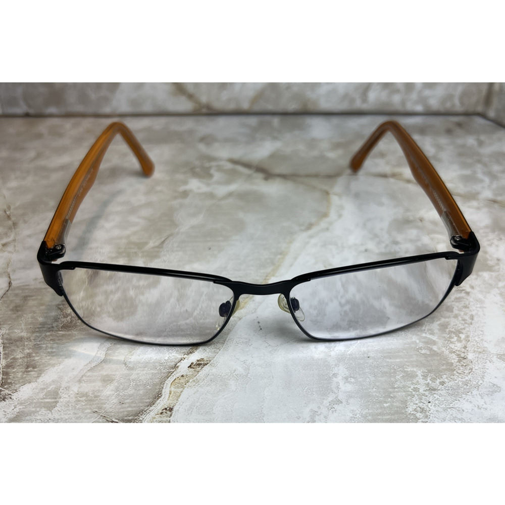 Link Occhiali 1158 Eyeglasses Mens Black Orange Rectangle 56-16-140